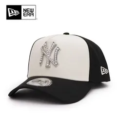 ニューエラ【ＮＥＷ ＥＲＡ】9FORTY A-Frame MLB パール バッジ Pearl Badge ニューヨーク・ヤンキース ブラック/クロームホワイト キャップ 940 帽子 NY スナップバック ロゴ ユニセックス