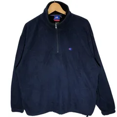 Champion /チャンピオン フリースプルオーバーハーフジップ 長袖 ドローコード ワンポイント刺繡 オーバーサイズ ビッグシルエット ネイビーのサムネイル