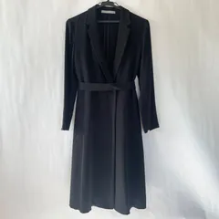 【美品】セオリーリュクス　フォーマル　トレンチ　ロングコート　ベルト付き　38 ブラック　レーヨン　とろみ素材　ドレープ　日本製　VISCOSE CADY