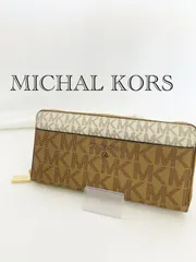 MICHAEL KORS Jet Set Charm ラウンドファスナー 長財布 総柄  ベージュ×白   レディース 鞄