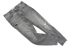 ZARA ザラ ダメージ加工 テーパード デニムパンツ size42/ダークグレー ■■ レディース
