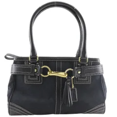 【COACH】コーチ シグネチャー F10507 キャンバス×レザー 黒 レディース トートバッグ