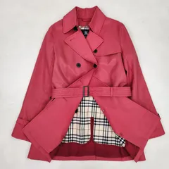 BURBERRY LONDON　トレンチコート　ライナー付き　ノバチェック　チェリーピンク　ポリエステル　38　M