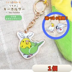 新品 うちのこキーホルダー １個 ３種類２カラー ことりすまいる　うちの子 セキセイインコ ウサ耳 グリーン ブルー  オカメインコ ハロー ノーマル ルチノー 文鳥 重ね重ね 白文鳥 鳥 グッズ 雑貨 小鳥 可愛い かわいい ギフト プレゼント チャーム