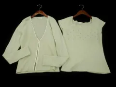 22 OCTOBRE 22 オクトーブル アンゴラ混 ラインストーン ニット アンサンブル カーディガン size2/ミント ◇■ レディース