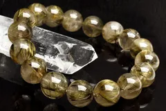 【１点物】シャンパンカラー◇ シルバールチルクォーツ　12.5mm　ブレスレット パワーストーン 天然石 _U9180