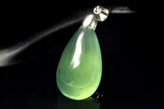 【１点物】シルバー925◇とろみグリーン サーペンティン　26x14mm　ドロップ ペンダントトップ パワーストーン 天然石 _PC9741