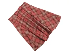 Couture brooch クチュールブローチ チェック リボン タック Aライン 台形 スカート size38/ボルドー ■■ レディース