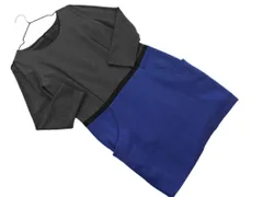 UNTITLED アンタイトル バイカラー Iライン ワンピース size2/チャコールｘ青 ◇■ レディース