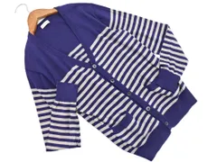 nano universe ナノユニバース Vネック ボーダー ニット カーディガン size40/紺 ◇■ レディース