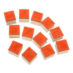 SEWACC スタンプ 手帳 木製ゴム印セット スタンプ 木製 ゴム印 判子 手帳用 12星座 手紙用 Diy 装飾 クラフト 12個（ランダムなスタイル、同じ星座パターンがあるかもしれない）