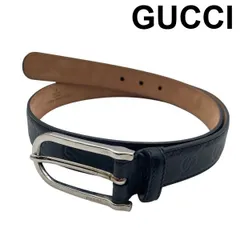 ● グッチ GUCCI ベルト グッチシマ GGロゴ ピンバックル バックルシルバーカラー 黒 ブラック レザー 90 36 メンズ 6D090