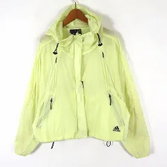 アディダス adidas ジャケット W.N.D. ランニング ウインドジャケット FL1854 シアー ジップアップ フード 長袖 L 黄 イエロー 黒 ブラック