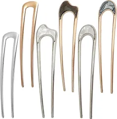 DY.2ten かんざし 6枚入り 簪 U字型 髪飾り Uピン シンプル レトロ おしゃれ 和服 成人式 卒業式 結婚式 パーティー 団子 ヘアアクセサリー (ゴールド， シルバー)