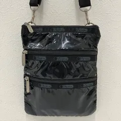 9756 LeSportsac　レスポートサック　3連ショルダーバッグ　ワンショルダー　肩がけ斜めがけ　ブラック　エナメル加工　ポシェット　レディース　ショルダー調節可能