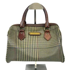 【ヴィンテージ品】POLO Ralph Lauren ポロ ラルフローレン ミニ ボストンバッグ ハンドバッグ メタル ロゴ プレート PVC 千鳥格子柄 チェック柄 ブラウン 茶色 ゴールド金具 レディース メンズ ユニセックス 男女兼用