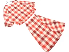 MICHEL KLEIN ミッシェルクラン チェック セットアップ size上38下36/赤 ■■ レディース