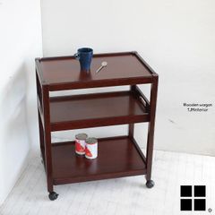 天然木 木製キャスターワゴン ウォールナット モダン クラフトワゴン
