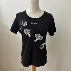 ピンクハウス　Tシャツ　黒　L ギンガムチェックハート