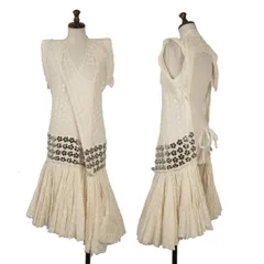 ジュンヤワタナベ コムデギャルソンJUNYA WATANABE COMME des GARCONS 多スナップボタン切替レースラップワンピース アイボリーS