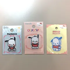 b338【新品・未使用】ポチャッコ ワッペン 3種セット アイロン 接着 刺繍 アップリケ シール サンリオ Sanrio 限定品 装飾 目印 マーカー 簡単 目立つ 洋服 スモック カバン リュック 子供 キッズ 幼稚園 保育園 小学校 ハンドメイド