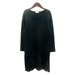 B&Y ユナイテッドアローズ BEAUTY&YOUTH ビューティー&ユース ワンピース ニット ひざ丈 長袖 リブ 緑 グリーン /MN