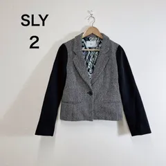SLY テーラードジャケット 異素材切り替えジャケット ブラック グレー ショート丈ジャケット フォーマル きれいめカジュアル 個性派コーデ 2