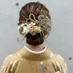 金箔紐入りゴールド髪飾り　和装　成人式　卒業式