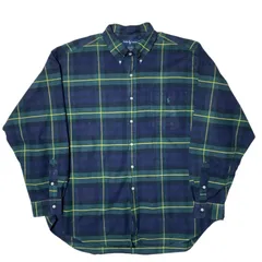 ポロラルフローレン   ボタンダウン ビッグシャツ ヴィンテージアイテム オーバーサイズ ビッグシルエット ネイビー グリーン イエロー チェック柄 ポニー刺繍ロゴ ヴィンテージ 90s 2XL シャツ レディース ユニセックス メンズ 古着 長袖 CHM