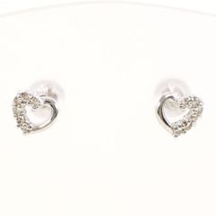 25925✨ポンテヴェキオ ピアス ハート ダイヤ1石 K18 ホワイトゴールド 