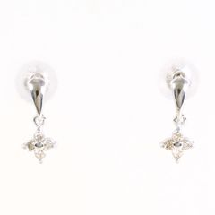 K14WG スタッドピアス クロス ダイヤ 0.04ct x2 レディース 中古 
