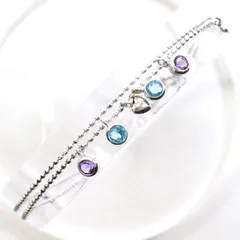 K18WG ブレスレット ブルートパーズ アメジスト 総重量約1.8g 約19cm