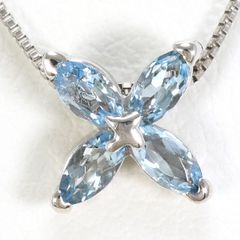 美品 Pt900 クローバー 2.04ct ブルートパーズ ネックレス ダイヤ 