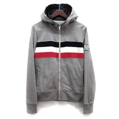 モンクレール ガムブルー MONCLER GAMME BLEU トリコロール 切替 スウェット ジップ フーディー パーカー グレー M ☆AA★