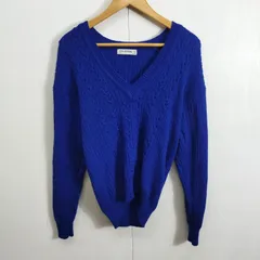 CHARGE チャージ Arnold Palmer アーノルド パーマー セーター Vネック ニット 長袖 ウール レナウン ケーブル編み 古着 ヴィンテージ 香港製 M ブルー系 B553