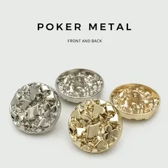 【10個入/3サイズ】トランプ風 メタルボタン 17.5mm 20mm 22.5mm 裏足付き 不規則 凹凸 ゴールド シルバー 金属製 手芸 裁縫 パーツ リメイク シャンクボタン 飾り アンティーク調 10個セット 華やか DIY ハンドメイド 素材