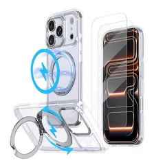 【新品】 【強化フィルム2枚付き】HCXLYP iPhone 17 Pro Max ケース MagSafe対応 リング スタンド 多機能 360度回転 縦横両対応 いphone17promax カバー ワイヤレス充電対応 スマホケース 17promax携帯ケー