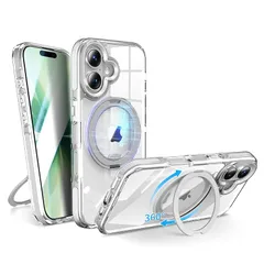 【新品】 【極々透明感・多機能360度回転スタンド】KWATUNG iPhone 17 用 ケース クリア MagSafe対応 リングマグネット搭載 アイホン17用スマホケース 横縦両立 角度調整 スマホケース iphone 17 用 米軍MIL規格 耐衝撃 