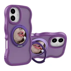 【新品】 Kanyaku 互換品 ケース Iphone17用の ケース magsafe対応 超強磁力 TPU 韓国 可愛い ウェーブ ソフト 滑り止め 鏡付き 耐衝撃 半透明 マット感 360°回転スタンド 縦横両対応 スマホケース iphone 17 用 マ