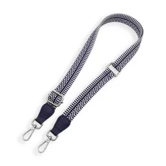 Cocovist ★新品★ ショルダーストラップ ショルダーベルト ★ネイビー×ホワイト★ ショルダーバッグ 付け替えベルト 細め 2.5cm 単品 刺繍柄 幾何学模様