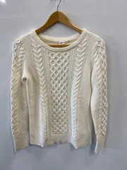 ピA447⚫︎GAP⚫︎ギャップ⚫︎ニット⚫︎セーター⚫︎ケーブル編み⚫︎リブ⚫︎メンズ⚫︎size S⚫︎白