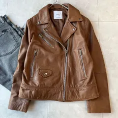 美品 MANGO マンゴ 本革レザージャケット ブラウン Mサイズ