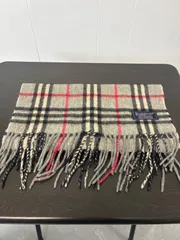 Burberry バーバリー　イングランド製　マフラー　カシミヤ100% グレー　ノバチェック