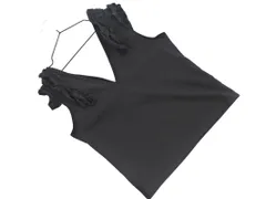 ZARA TRF ザラ トラファ Vネック フリル ノースリーブ カットソー sizeM/黒 ■◆ レディース