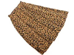 SHIPS シップス レオパード柄 ロング フレア スカート sizeM/黒ｘ茶 ◇■ レディース