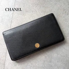 CHANEL シャネル ココボタン 二つ折り長財布 ブラック ゴールド金具 レザー ロングウォレット　a12
