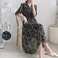 ワンピース Ａライン フレア 半袖 5分袖 花柄 モノトーン 総柄 レディース 韓国ファッション きれいめ 大人可愛い カジュアル おしゃれ 軽やか