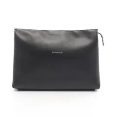 ティファニー TIFFANY＆CO セカンドバッグ クラッチバッグ ラージショッピングポーチ ブラック レザー クラッチバッグ レディース Used B