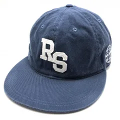 ラフアンドスウェル フラットキャップ ネイビー×白 ロゴワッペン   ゴルフウェア rough＆swell