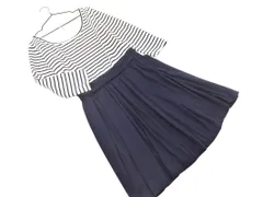 NATURAL BEAUTY BASIC ナチュラルビューティーベーシック ボーダー ドッキング ワンピース sizeM/オフホワイトｘ紺 ■◇ レディース